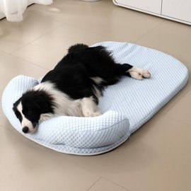 Dog Cooling Mat, Removable and Washable Dog Bed, Ice Silk Mattress for Dogs, Cats, Summer for Animals (Blue, S)