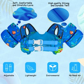 Chriffer Kids Swim Vest Life Jacket for 22-66 Pounds Boys and Girls, Toddler Floaties with Shoulder Harness Arm Wings for 2,3,4,5,6,7 Years Old Baby