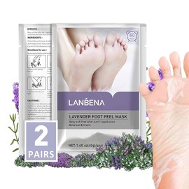 LANBENA | Kit 2 Pares de Mascarillas Exfoliantes De Pies Lanbena Elimina Piel Muerta Suaviza El Talón Y Lo Aclara