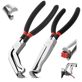 2PCS Electrical Disconnect Pliers Set, Electrical Connector Pliers for Cars, Automotive Disconnect Tool with Non-Slip Handles for Fuel Line, Push Tab Style Plugs (Straight & 60° Bend)