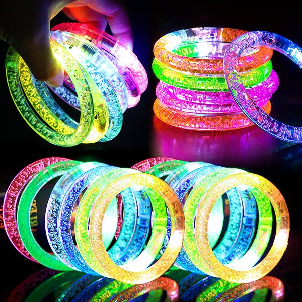 30 Pack Halloween LED Bracelets Light Up Toys Halloween Birthday Party Favors,6 Color Glow Sticks Bracelets Glow In the Dark Party Supplies Boys Girls Non Candy Gift Halloween Treats Bag Fillers