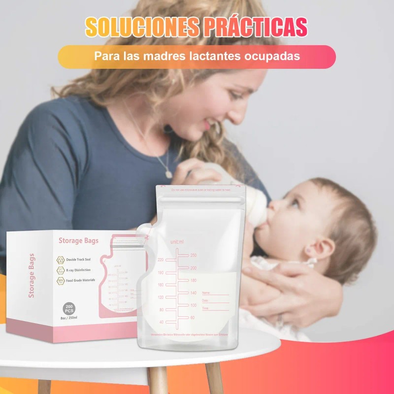 Bolsa De Almacenamiento De Leche Materna 250ml,200 Piezas.