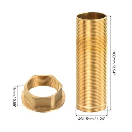 sourcing map 1 Pcs 3.94 Inch Faucet Extension Mounting Pipe with Washers, Locking Nut, Faucet Fittings Kit, Yellow