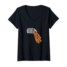 Womens Cute Pinto Beans Falling Out of Can V-Neck T-Shirt