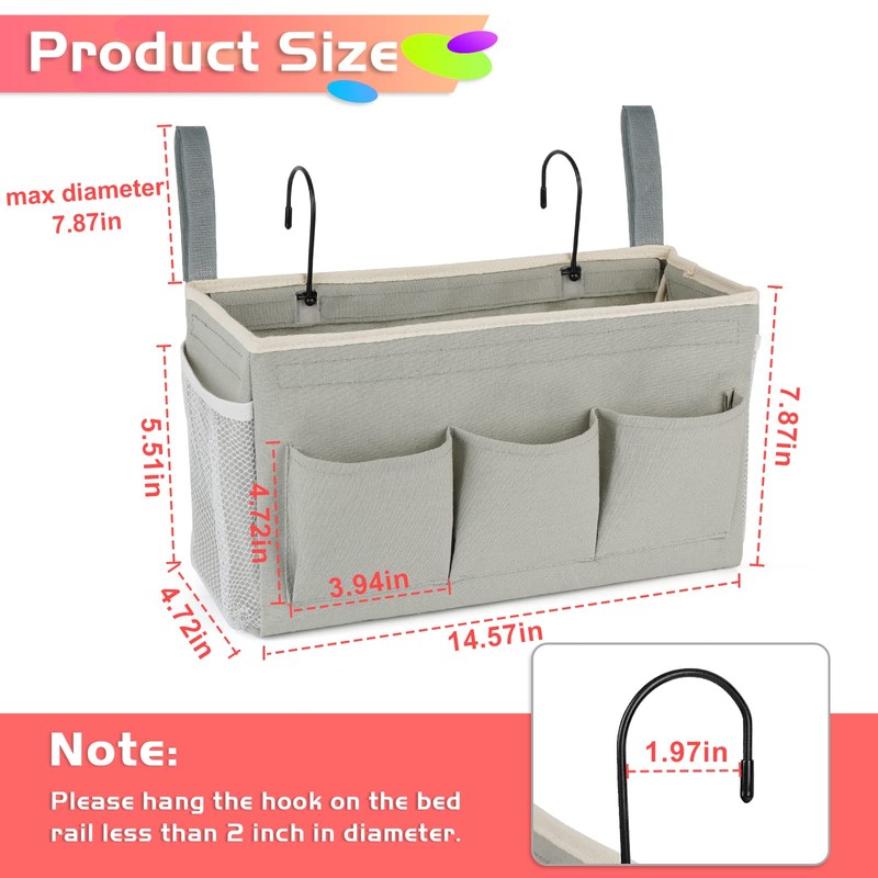 Loghot Bedside Caddy/Bedside Storage Bag Hanging Organizer for Bunk and