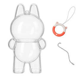MythBricks Clear Protective Shell Case – Portable Display Cover for Standing 17cm Doll -Compatible Figures,Hard Case Accessories Cover with Cute Silicone Strap Dustproof Art Toy Travel Case