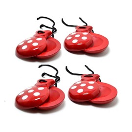2 x Red and White Spanish castanets for Adults Handmade Wooden