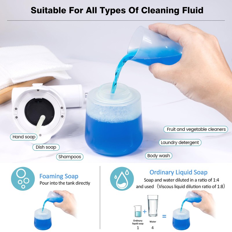 Electric Foam Soap Dispenser Rechargeable Foam Sprayer with 2 Nozzles