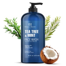 Botanic Hearth Tea Tree Face Wash With Mint | Acne Fighting, Premium, Hydrating Liquid Face Soap With Pure Tea Tree Oil | For Women And Men, Paraben Free, Fights Acne | 16 Fl Oz