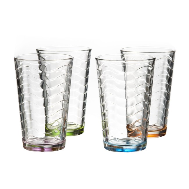 Style Setter Allure Colored Highball Glasses (Set of 4), Multicolor