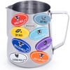 MilkID Milk Frothing Pitcher with 8 Allergen Silicone Snap-On Labels
