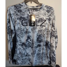 Gillz Men's LS UV Tournament Series V2 Gray Grunge Print L/S Fishing Shirt Sz Lg