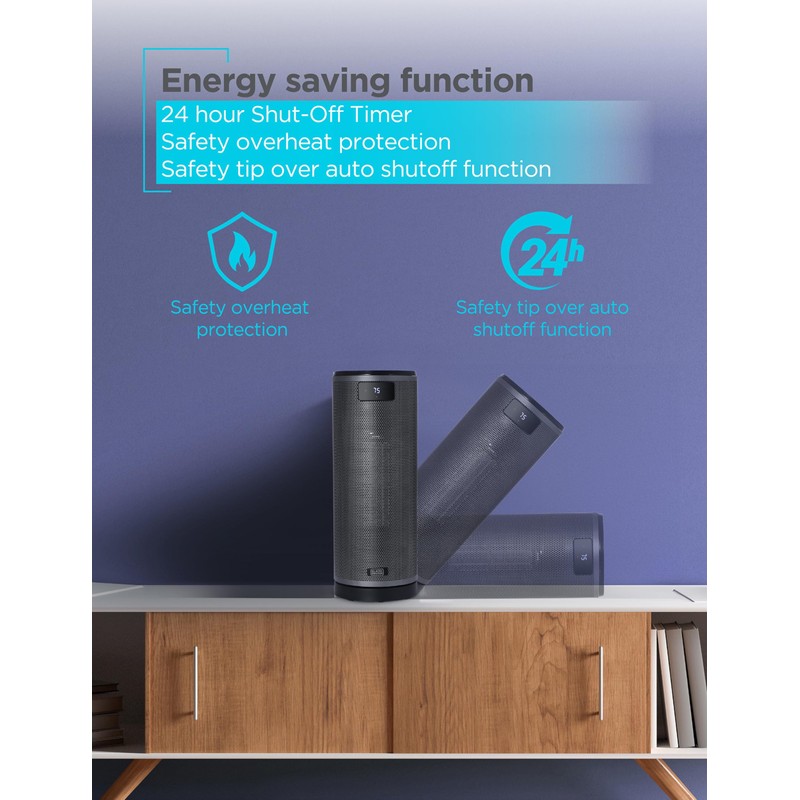 BLACK+DECKER Ceramic Oscillating Tower Heater with Remote Control, Space Heater