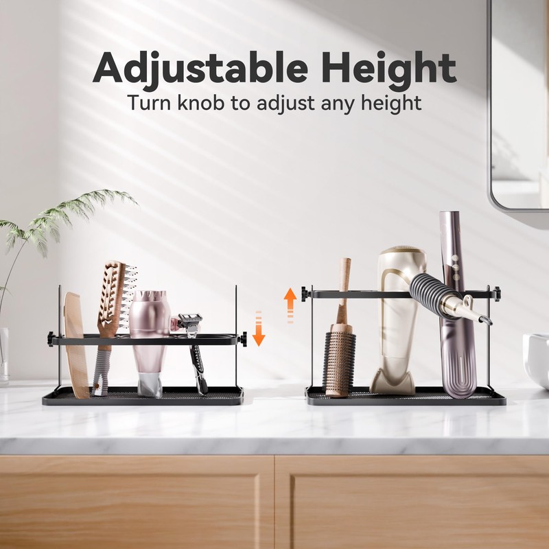 Josmimic Adjustable Height Hair Tool Organizer Holder - Adhesive Wall