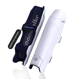 moonwalkr Cricket Leg Guard 2.0 Cricket Guard for Unisex of Batter's Height (5'9"-6'2") Cricket Pads Batters Leg Guard & Perfect for Running Between Wickets (Large, White)