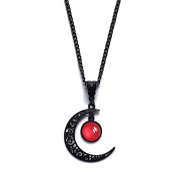 Gothic Jewelry Gothic Necklace Moon Necklace Gothic Moon Crystal Necklace Punk Style Moon Pendant Necklace Costume Jewelry