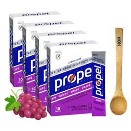 HOH Propel Grape Electrolyte Powder Packets, Sugar-Free with Vitamins - 10 Count (Pack of 4) Bamboo Mixing Spoon