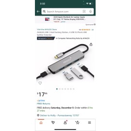 AHALEA USB C Hub Docking Station 4 USB 3.0 Ports USB Splitter Extender