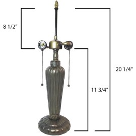 Rainbow Art Glass Erin Lamp Base, Antiq.Bronze Finish/Gold Highlts, Nicely Weighted, 20.25" Tall