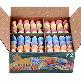 Kids B Crafty Toddlers Chalk 72pcs Coloured Chalks For Children, Small And Chunky, Chalk For Small Hands, Blackboard,Outdoor,Garden, Drawing, Art, Patio,Pavement, Chunky, Chubby