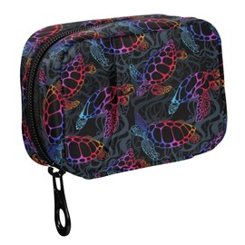 Fustylead Psychedelic Sea Turtle Pill Organizers 2 Times A Day Pill Case Bag with Zipper Portable Weekly Pill Dispensers for Vitamin Supplement