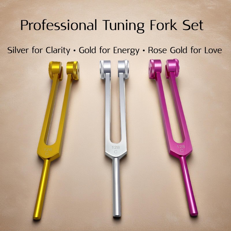 Sound Healing Tuning Fork Set – 128Hz, 256Hz, 512Hz for