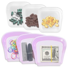 KVK 6 Pack Reusable Snack Bags, Flat Model Multi-Use Reusable Freezer Storage Bags, Premium Silicone Bags for Food Storage Freezer Microwave Oven Dishwasher Safe