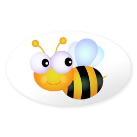 CafePress Cute Cartoon Bumble Bee Oval Car Bumper Sticker