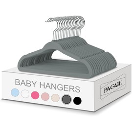 BAGAIL 50 Pack Kids Velvet Hangers 11 Inches Children's Clothes Hangers Non-Slip Baby Hangers for Infant/Toddler (Grey)