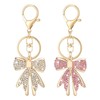 oupool Bow Keychain 2pcs Rhinestone Bowknot Keychain,Gold Bow Keychain,Pink Bow