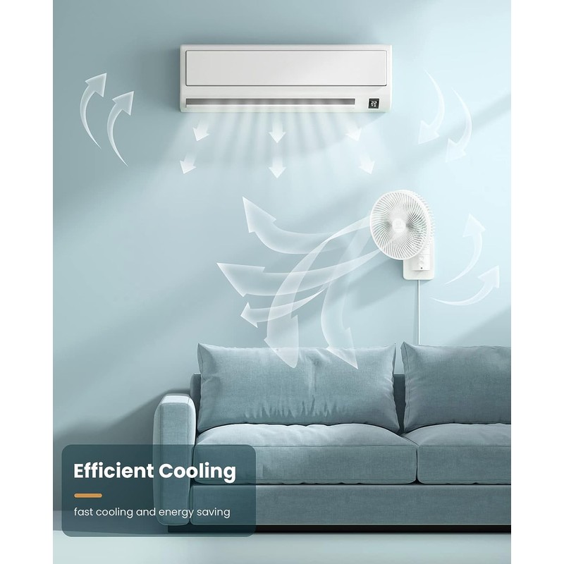 LEMOISTAR 8 Inch Small Wall Mounted Fan with Remote Control,