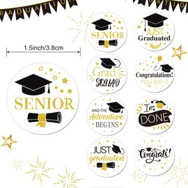 Pack of 500 Graduation Season Decorative Stickers, Graduation Season Blackboard Edge Stickers, Classroom Border Roll Bulletin Board Edge Stickers, Grade Party Decorations, Envelope Seal, 3.8 cm