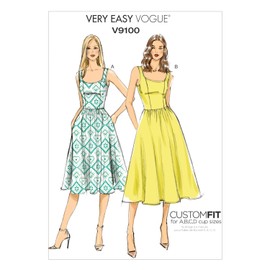 VOGUE PATTERNS 9100 A5,Misses Dress,Sizes 6-8-10-12-14, Broadcloth, Multi/Colour