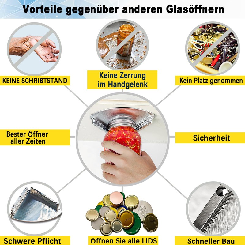GOLDTREE Latest Stainless Steel Jar Openers for Seniors, Under Cabinet
