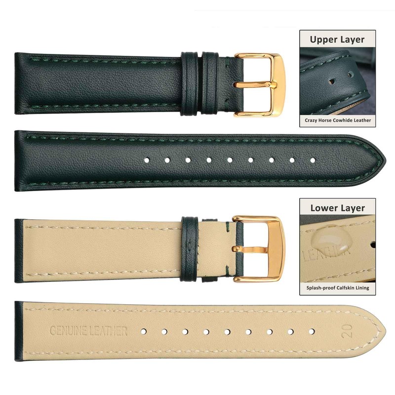 WOCCI 18mm Vintage Leather Watch Band for Men and Women,