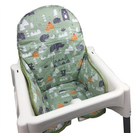 ZARPMA Cotton Seat Covers for IKEA Antilop Highchair,Cotton Surface and Cotton Padded,Forest Pattern Foldable Baby Highchair Cover for IKEA Child Chair Cushion (Green Forest)