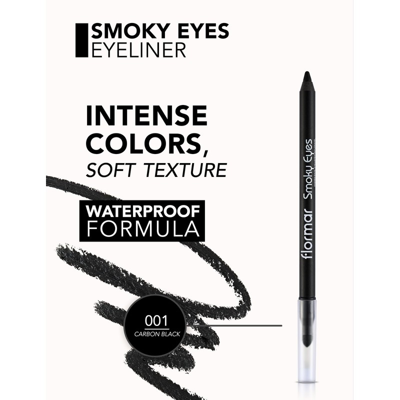 Flormar Smoky Eyes Waterproof Eyeliner 001 Carbon Black - Waterproof