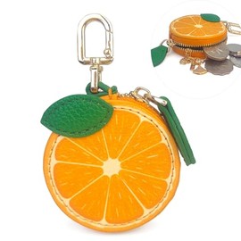 Lindo monedero de fruta con llavero Kawaii de cereza con cremallera monedero, encantos de bolsa de fresa, bolso de cambio naranja lindo Apple Mini bol