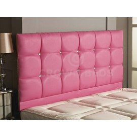 CROWNBEDSUK REGAL FAUX LEATHER HEADBOARD IN 2ft6,3ft,4ft,4ft6,5ft,6ft, 26'' HIGH PINK, 5FT (KINGSIZE)