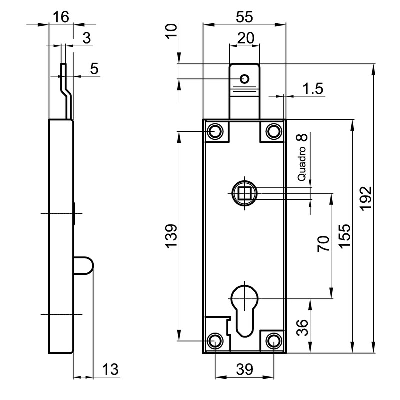 YALE Y9B03415 9B0 Series Lock, Matt/Nickel-Plated