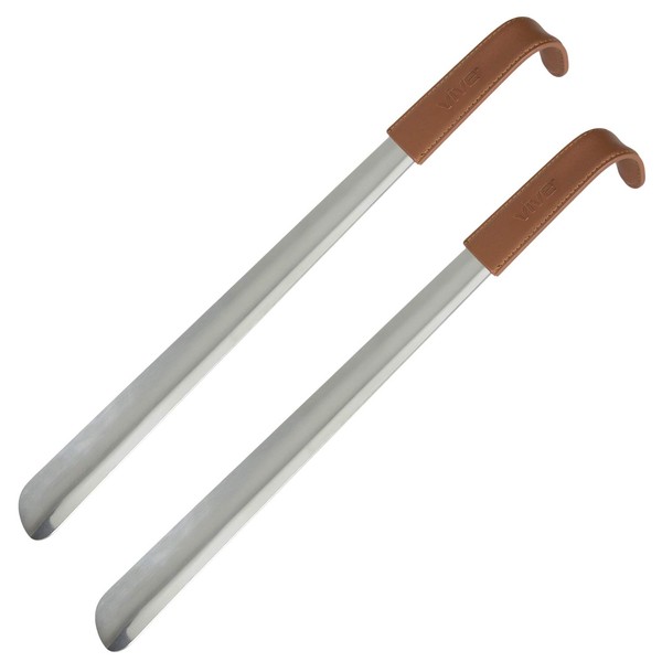 Vive Long Shoe Horn (2 Pack) - Metal Shoehorn for