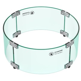 Skyflame 17" Round Fire Pit Glass Wind Guard, Clear Tempered Glass Flame Shield for Outdoor Propane/Natural Gas Fire Pit/Table