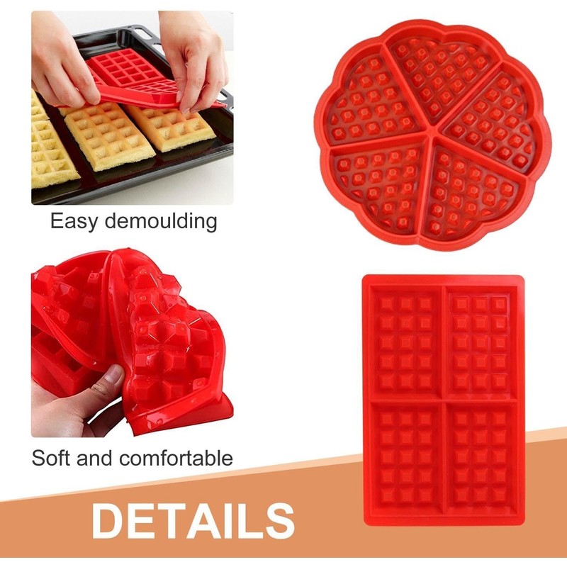 3-teilige Waffelform, Waffelform, Back-DIY-Werkzeuge, Kuchen- und Keks-Backdekorationswerkzeuge, Silikon-Muffinform mit Pinsel