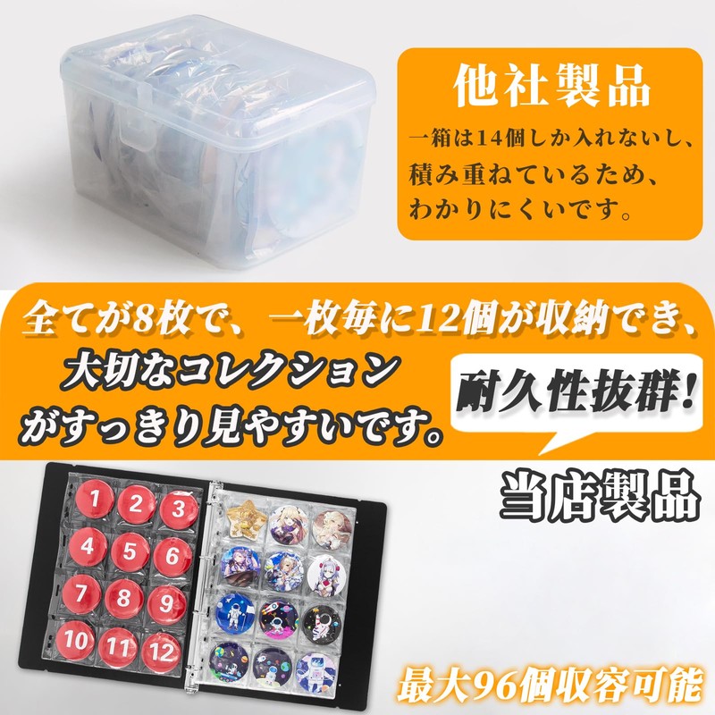 Large Capacity, 2.2 inches (57 mm), Can Badge Storage, Transparent,