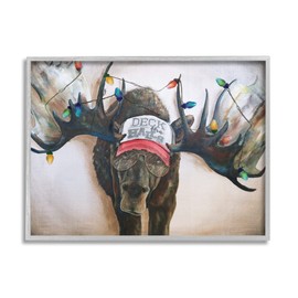 Stupell Industries Holiday Lights Moose Antlers Deck The Halls Hat, Design by Kamdon Kreations