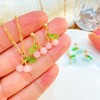 Yecomsy Kawaii Cherry Pendant Necklaces Cute Cherry Fruit Dangle Earrings