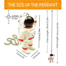 Hyamass Ceiling Fan Pull Chain Extender with Spaceman Charm - 12-Inch Decorative Fan Chain Pulls & Ball Connector (Dangler Pendant Accessories) (Orange)