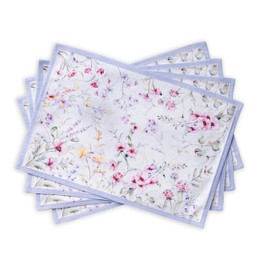 Maison d' Hermine Placemat Set of 4 100% Cotton Decorative Easter Placemats Washable Cloth Placemats for Home, Wedding, Restaurant, Buffet Party & Camping, Summer Floral - Spring/Summer (33cm x 48cm)