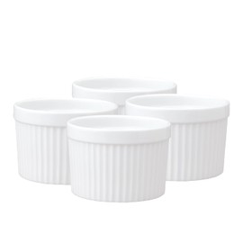 HIC Kitchen Deep Souffle, Fine Porcelain, For Baking Custards, Souffles, Pot Pies, And Desserts, 10-Ounce Capacity, Set of 4