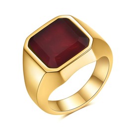 MYNENEY 14K Gold/Silver/Black Plated Square Signet Ring Anillos De Hombre Statement Classical Wedding Rings Band for Men